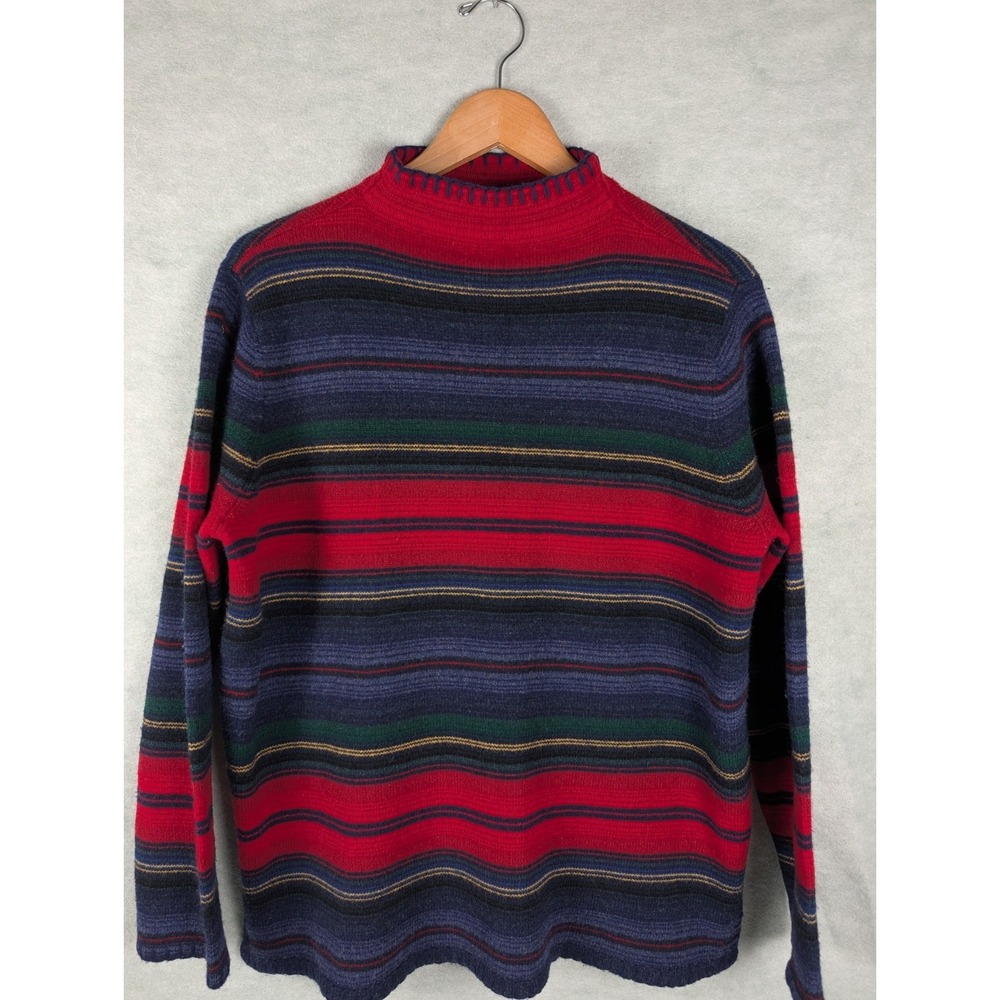 Lauren Ralph Lauren 100% Lamb's Wool Sweater Womens Size Medium Red, Blue Stripe